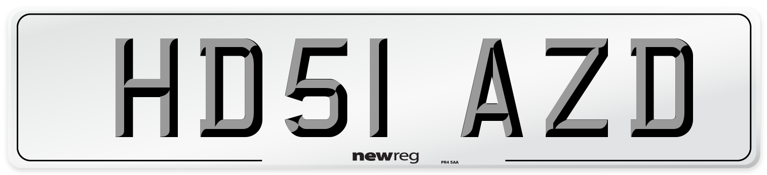 HD51 AZD Number Plate from New Reg